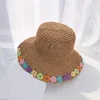 Summer Hats For Women Colorful flowers Handmade Straw Hat Foldable Panama Beach Hat Ladies wide brim Sun Chapeu Feminino3382646