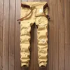 Mäns jeans khaki vita svarta män slim rippade kända streetwear knähål solid färg casual motorcykel biker joggers denim pants1