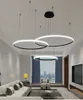 Modern LED-ljuskrona Ljus Cirkel Ringar för vardagsrum Vit Svart Frame PVC Lampara de LED Home Lighting Fixtures