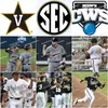 Homens Vanderbilt Commodores Performance Jersey Programa Ouro Personalizado Mulheres / Jovens Todos Ed Branco Preto Camisas de Beisebol de Alta Qualidade