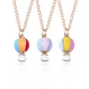 Collana con pendente a forma di mongolfiera in smalto arcobaleno di moda per le donne, collane di gioielli con collane di piccoli palloncini dorati