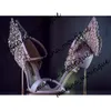 2021 Evangeline Angel Wing Sandalo Plus Size 42 Décolleté da sposa in vera pelle Scarpe con glitter rosa Scarpe da donna con sandali a farfalla