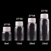 8 ml 15ml 20 ml 25ml küçük şeffaf cam şişeler beyaz plastik vidalı kapaklı minik kavanoz şişeleri