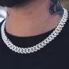 Iced out 15mm Miami Cubaanse link ketting 8 "16" 18 "20" 24 "Custom ketting armband strass bling hiphop voor mannen sieraden kettingen