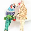 Women Fashion Colorful Cute Keychain Metal Pendant Keyrings Parrot Bird Crystal Key Holder Car Key Chain Ornaments Gift