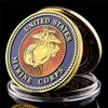 10 pz Arti e Mestieri US Marine Corps Sfida Militare Coin Force Recon USMC Placcato Oro Badge Collection1757074