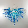 foyer Blown glass chandelier in blues and white Twisted and Tiered Glass chandelier lighting LED bulbs Murano Glass chain pendant lights