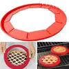 Grote uitverkoop!!! Transder verstelbare siliconen taart crust shield taart beschermers fda food-safe siliconen pak voor 8.5 "- 11.5" (rood, blauw)