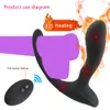 Prostata Massage Perineum Stimulering Butt Plug With Scrotum Ring Wireless Remote Anal Vibrator Sexleksaker för män Penis Training