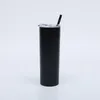 Bicchiere magro da 20 once in acciaio inossidabile con tazza diritta isolata sotto vuoto, bottiglia d'acqua, caffè al latte, boccale di birra con coperchio e cannucce HHA1367