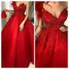 ASO EBI 2020 árabe rojo cuello transparente encaje de encaje con cuentas de baile de baile sexy barato de fiesta formal barata vestidos de recepción zj227