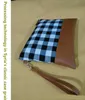 new arrival Christmas women buffalo plaid clutch with brown PU bottom cosmetic bag wristlet bag Composit Purse Travel Tote