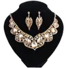 Gold Color Crystal Dubai Bridal Jewelry Set For Brides Necklace Earring Wedding Party Accessories For Women