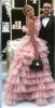Duas peças vestidos de noite 2020 design exclusivo rosa sem alças babados tutu saia com pequeno vestido preto em camadas vestidos de baile3609623