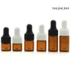 1000PC 1ML 2ML 3ML AMBER GLAS DROPPER Flessen Essentiële Olie Fles Kleine Parfum Injectieflacons Sampling Storage Fles RRA1981