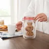 Groothandel Plastic Mason Jar-vormige Voedselcontainer Veilige Rits Opbergzakken Herbruikbare Eco Vriendelijke Snacks Tas LX7050