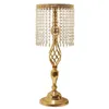 Rhinestone Candelabra Crystal Candlestick Candle Holder Table Centerpiece Vase Stand Home Wedding Decoration Gold Color