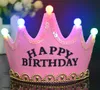 LED Birthday Crown Cap Incandescente 5 lampada Crown Hat King Princess Crown Copricapo Buon compleanno Decorazioni Party Glitter Crowns GGA2960