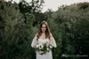 Eenvoudige Boheemse jurken kanten westerse tuinbos bruid bruid jurken uit schouder lieverd een lijn gewaad de mariee 0430