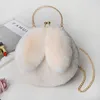 Cute Fluffy Rabbit Fur Pompoms Chain Bag Women Cartoon Rabbit Sling Bag Fluffy Bunny Shoulder Plush backpack Girls Xmas Gifts