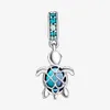 Nowy przylot 925 Sterling Silver Murano Glass Glass Turtle Dangle Charm Fit Fit Oryginał Europejski urok bransoletki biżuteria Accessor246d