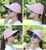 Sun Visor Rabo de Cavalo Chapéu mulheres Aba Larga floral Capa de proteção sunhat dobrável Verão disquete Praia Packable chapéus Ao Ar Livre