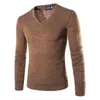 2019 Nowy sweter bawełniany Mężczyźni z długim rękawem Sweter Outwear Man V-Neck Swetry Topy Slim Solid Fit Dopasuj odzież 7 kolorów