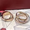 Designer Three-Rings Paar Ring For Men Women Luxe liefdesringen met drie kleuren Rose Gold Love Jewelry Gift