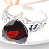 5 Pcs Lot Mother's Gift Classic Cut Heart shaped Red Garnet Rings 925 Sterling Silver Plated For Women Zircon Rings Jewelry