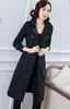 Hot Classic women fashion England trench coat/High quality thick cotton plus long style trench/belted slim fit brand design coat/size S-XXL 4 colors
