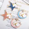 Moon Star Rabbit Horse Enamel K guldpläterad Skriv ut Charms Pendants för handgjorda DIY Örhängen Halsband Nyckelring Smycken Tillbehör