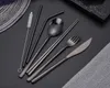 Roestvrij staal Kleurrijke bestek Set Rainbow Plated Servies Creative Diner Set Herbruikbare Fork Mes Chopsticks Pouch