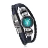 Groothandel-klassieke twaalf sterrenbeeld charme horoscoop armbanden lederen armband punk sieraden drukknop veranderlijk model nr. NE942-2