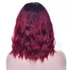 Окрашенный Кукурузный Ролл Яки Омбре Цвет Черный Розовый Постепенное изменение женский парик БоБо Боб Короткие волосы Молочно-серый парик