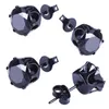 6 Paia Moda Punk Cubic Ear Studs Gioielli per Cool Donna Uomo Acciaio inossidabile Rotondo Piccolo Bianco Nero Orecchini 3-8MM