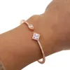 Partihandel - Bröllopsförlovning Öppet Manschett Bangle Mode Smycken Bröllopsgåva Elegans Kvinnor Ladies Present CZ Diamond Sparking Armband