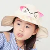 Été Enfants Dessin Animé Chat Soleil Visière Cap Polyester Séchage Rapide Haute Qualité Doux Visières Pliable Top Air Cap pour Garçons Filles