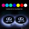 LED Car Logo Cup Holder Pad 7 Colors Changing USB Charging Mat LED Cup Mat Car Atmosphere Lamp Decoration Lights 2PCS for Lexus Accessories