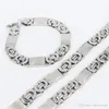 Ny mode silver / guldpläterad rep kedja halsband 316L rostfritt stål halsband armband män smycken set