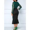 Autumn Summer Dress Women Casual Plus Size Slim Office Bodycon Dresses Vintage Elegant Sexy Lace Long Mermaid Party Dress