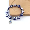 10pcs hamsa fatima hand evil sey beded bracelets 수제 구슬 유니세교를위한 탄성 밴드