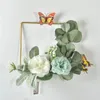 Cilected Ins Nordic Metal Wrought Iron Eucalyptus Leaves Wreath With Artificial Flower Wedding Decoration Wall Hanging Wreath1