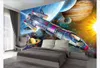 Foto Benutzerdefinierte 3D-Wand Tapeten-moderne handgemalte Cartoon Raum-Universum-Rocket-Kind-Raum-Hintergrund Wandmalerei