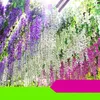Décorations de mariage blanc vert violet fuchsia fleurs artificielles simulation wisteria vigne décorations longues de bouquet de plante de soie courte jardin de mariage