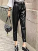 Pantaloni Donna JUJULAND Donna PU Classico Nero Caldo Alta Qualità Gamba Dritta Stile Invernale 93591