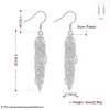 Gratis frakt! Pläterad Sterling Silver Leaf Earrings DJSE674 Storlek 6.1x0.7cm; Kvinnors 925 Silver Plate Dangle Landelier Smycken Örhänge