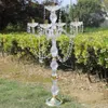 10 pièces 90 cm de hauteur candélabres en métal acrylique à 5 bras avec pendentifs en cristal porte-bougie de mariage pièce maîtresse décor de fête