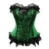 Dames Kant Ruffle Corset Top Sexy Floral met Bows Lace-up Overbust Busiter Plus Size Afslanken Taille Cincher Body Shapewears