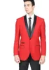 Smoking da sposo dal nuovo design elegante con un bottone, scialle rosso, risvolto, testimoni dello sposo, abito da uomo migliore, abiti da sposa da uomo (giacca + pantaloni + cravatta) 966