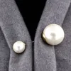 Vintage Brosch Pins Dubbelhuvud Imitation Pearl Large Big Sweater Broscher för Kvinnor Lady Bröllopsfest Smycken Tillbehör